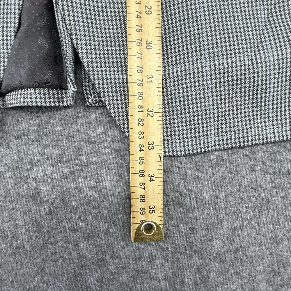 Ralph Lauren Sport‎ Jacket Mens 42L Wool Silk Cashmere Black Gray Micro Plaid